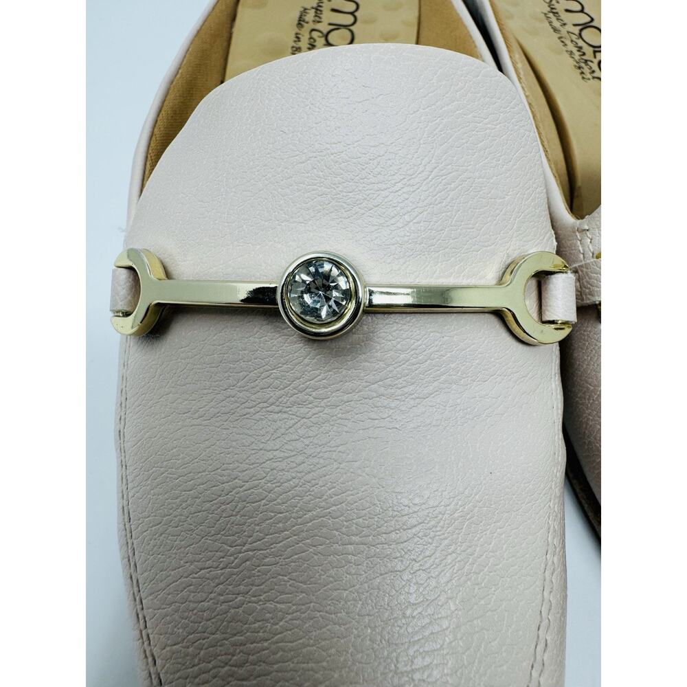Malo Brazil Size 7 Pink Leather Slides Gold detail Slides Slip On Comfort - Picture 4 of 5